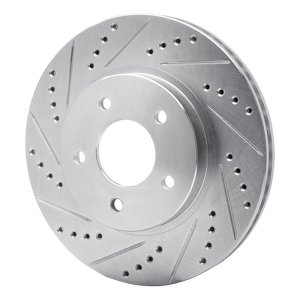 Chevrolet Equinox Brake Rotor (1) - Front Left - R1 Concepts - Drilled & Slotted - Silver - `02-`07